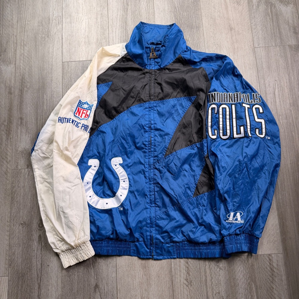 VTG 90s SHARK TOOTH Logo Athletic Pro Line Indianapolis Colts Windbreaker XL NFL